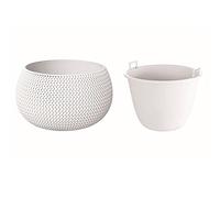 Prosperplast Nitly Vaso rotondo con deposito Splofy Bowl in plastica colore bianco (Largo) x 14,4 cm (larghezza) x 11 cm (altezza)