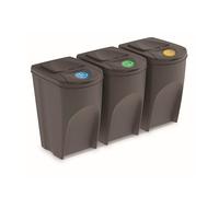 Set di bidoni cestini contenitori per segregazione rifiuti Tre colori 3x35L