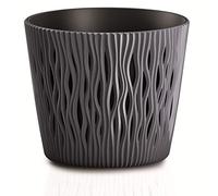 Prosperplast Sandy Round - Vaso per piante 2 in 1, in plastica, 128 mm, colore: Antracite
