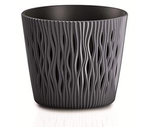 Prosperplast Sandy Round - Vaso per piante 2 in 1, in plastica, 128 mm, colore: Antracite