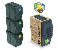 Prosperplast Set di 3 bidoni per la raccolta differenziata con una capacità di 60 litri in colore grigio 39x23x33 cm