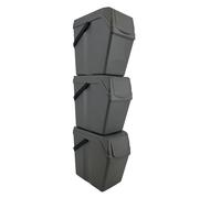 Prosperplast Set di 3 Cubi Riciclabili 75L Grigio - Carta, Vetro e Plastica
