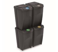 PROSPERPLAST Sortibox-Set di 4 cubi da Riciclaggio, 140 l, in plastica, Colore Antracite, Grigio, 140 litros