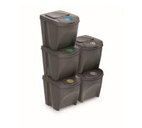 PROSPERPLAST Set di 5 cubi da Riciclaggio 125 l, in plastica, Colore: Grigio, 5x25L