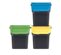 PROSPERPLAST - Sistema di raccolta differenziata dei rifiuti, 3 x 20 l, con filtro ai carboni attivi, contenitore per la raccolta dei rifiuti con coperchio, in plastica (nero)