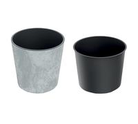 Prosperplast Urbi - Vaso da fiori rotondo effetto cemento, 25 cm, grigio