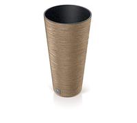 Prosperplast Vaso da fiori 2 in 1 con fioriera interna, in plastica, in legno, effetto coralla, Ø 25 cm (marrone)