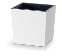 Prosperplast Vaso da fiori 2 in 1 con vaso interno, in plastica, quadrato, 24 cm x 24 cm x 23,5 cm (bianco)
