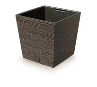 Prosperplast Vaso da fiori 2-in-1 con vaso interno, effetto scalpello 29,5x29,5x29 cm caffè