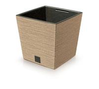 PROSPERPLAST Vaso da fiori 2 in 1 con vaso interno, vaso per piante, vaso in plastica e legno, effetto scalpello 29,5 cm x 29,5 cm x 29 cm (marrone)