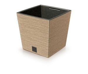 PROSPERPLAST Vaso da fiori 2 in 1 con vaso interno, vaso per piante, vaso in plastica e legno, effetto scalpello 29,5 cm x 29,5 cm x 29 cm (marrone)
