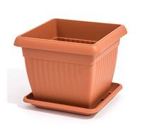 Prosperplast Vaso per Piante Terra Quadrato con Sottovaso 7L, Misure: 24 x 24 cm, Colore: Terracotta