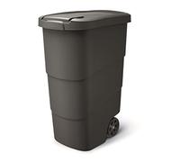 Prosperplast Wheeler - Pattumiera da 90 l, con ruote e coperchio, in plastica, colore: Nero