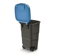 Prosperplast Wheeler - Pattumiera da 110 l, con ruote e coperchio, in plastica (blu)