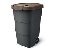 Prosperplast Wheeler - Pattumiera da 110 l, con ruote e coperchio, in plastica (marrone)