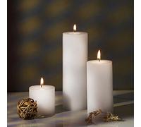 PROSPERRO LUMO Parkash Candles - Set di 3 candele a colonna non profumate, 5 x 5 cm, 5 x 10 cm, 5 x 15 cm, candele in cera di paraffina || decorazione per la casa (bianco)