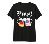 Prost Beer German And American Flag Drinking Beer Lover Maglietta Premium