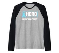 Prostate Cancer Hero - Consapevolezza del Cancro alla prostata Azzurra Maglia con Maniche Raglan