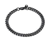 PROSTEEL 06MM 19CM Bracciale Uomo Acciaio a Catena Impilabile Braccialetti in Acciaio Inossidabile Bracciali Nero Uomo