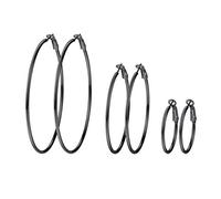 PROSTEEL 1/3 Paia Set Orecchini a Cerchio Donna Diametro 30/50/70/100MM Stile Vintage Y2K Minimalismo Argento Nero Oro Impermeabile di Alta Qualità