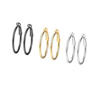PROSTEEL 3 Paia Set Orecchini Donna Orecchini Cerchio Grande 30/50/70MM Stile Classico Y2K Minimalismo Colore Argento Nero Oro Impermeabile di Alta Qualità