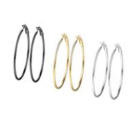PROSTEEL 3 Paia Set Orecchini Donna Orecchini Cerchio Grande 30/50/70MM Stile Classico Y2K Minimalismo Colore Argento Nero Oro Impermeabile di Alta Qualità