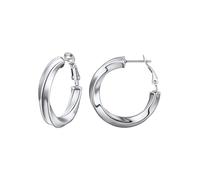 PROSTEEL 30MM Argento Orecchini Donna Orecchini a Cerchio Vuoto Orecchini Oversize Y2K Colonna di Torsione Pendolarismo Vacanza Festa Orecchini Combinazioni di Impilamento