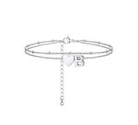 PROSTEEL A-Z Cavigliera a Doppio Strato Cavigliere Argento Cuore Iniziale Alfabeto Braccialetto Donna Resistente al Sudore e alla Corrosione 22+5 CM Cavigliere Ragazza