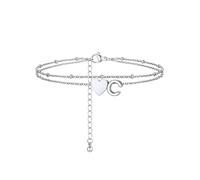 PROSTEEL A-Z Cavigliera a Doppio Strato Cavigliere Argento Cuore Iniziale Alfabeto Braccialetto Donna Resistente al Sudore e alla Corrosione 22+5 CM Cavigliere Ragazza