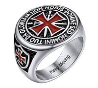 PROSTEEL Anelli Personalizzati Acciaio Uomo Misure Grandi Cavalieri Templari Croce Rosso Anelli Uomo Argento 925 Anelli Uomo Misura 17 con Confezione Regalo