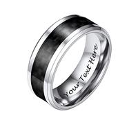 PROSTEEL Anelli Uomo Personalizzati con Incisione Acciaio Inossidabile, Anello Uomo Argento e Nero 24 Misura, Anello Due colori Gotico Punk Hip Hop con Confezione Regalo-PORSTEEL