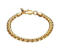 Prosteel Bracciale a catena veneziana piatta, unisex, 6 mm, 19/21 cm, in acciaio inox/placcato in oro/colore nero (con confezione regalo nera in velluto) e placcato oro, colore: Gold Plated, cod. PSH2849J-22