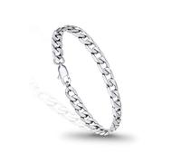 PROSTEEL Bracciale Uomo 06MM Larghezza Argento Cubana Catena Tridimensionale Bracciali Braccialetto Catena Spessa Design Moderno Struttura Stabile Confezione Regalo
