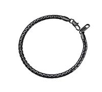 PROSTEEL Bracciale Uomo Nero Catena Veneziana a Scatola Piatta - Braccialetto in Acciaio 4mm 20cm