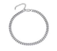 PROSTEEL Cavigliera Donna Uomo Catenina da Caviglia Larga Semplice Catena Cubana 25 30 cm Regolabile, Gioiello Estivo Unisex, Acciaio Inossidabile, con Confezione, Argento
