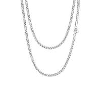 PROSTEEL Collana catena da uomo ragazzo scatola 75 cm colore argento acciaio inossidabile larghezza 4 mm sottile grossa hip hop punk gioiello alla moda