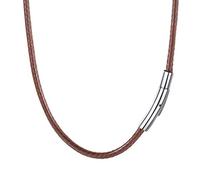 PROSTEEL Collana Cordina Nera Marrone Impermeabile 2/3MM Nome Inciso Personalizzabile Collana Uomo Acciaio 41-76CM Caucciu Corda di Cuoio Accessori Ciondoli