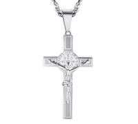 PROSTEEL Collana Crocifissa Cattolica Cindolo Croce Gesù Uomo Acciaio