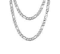 PROSTEEL Collana da Uomo catena figaro 45 cm argento acciaio inossidabile 9 mm di larghezza