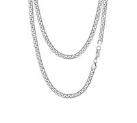 PROSTEEL Collana da Uomo catena scatola piatta 45 cm argento acciaio inossidabile larghezza 6 mm grande robusta hip hop punk