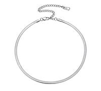 PROSTEEL Collana Girocollo Donna a Catena Serpente Piatta 3 mm, Choker Donna Lunghezze Regolabile 32-41 cm, Acciaio Inossidabile, Argento, Hip Hop Punk Rap (con Confezione)