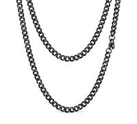 PROSTEEL Collana Uomo a Catena Barbazzale Cubana Grande Robusta, Larghezza 5 mm, Lunghezza 50 cm, Acciaio Inossidabile, Cool Swag, Collana Nera Nero (con Confezione)