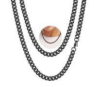 PROSTEEL Collana Uomo a Catena Barbazzale Cubana Grande Robusta, Larghezza 6 mm, Lunghezza 50 cm, Acciaio Inossidabile, Cool Swag, Collana Nera Nero (con Confezione)