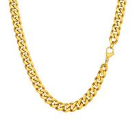 PROSTEEL Collana Uomo a Catena Barbazzale Cubana Larga Grossa Robusta, Larghezza 9 mm, Lunghezza 60 cm, Acciaio IONX Placcato Oro 18K, Hip Hop Punk Rap, Oro, Regalo Perfetto (con Confezione)