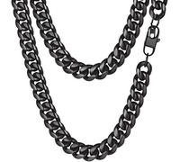 PROSTEEL Collana Uomo a Catena Cubana Barbazzale Grande Grossa Robusta Maschile, Larga14 mm, Lunghezza 55 cm, Acciaio Inossidabile, Cool Swag, Collana Nera Nero (con Confezione)