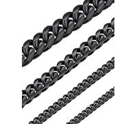 PROSTEEL Collana Uomo a Catena Cubana Grande Robusta, Larghezza 6 mm, Lunghezza 50 cm, Acciaio Inossidabile, Cool Swag, Collana Nera Nero (con Confezione)