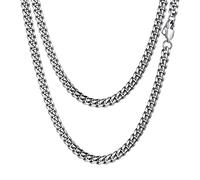 PROSTEEL Collana Uomo a Catena Cubana Grande Robusta, Larghezza 6 mm, Lunghezza 60 cm, Acciaio Inossidabile, Hip Hop Punk Rap, Argento, Regalo Ottimo (con Confezione)