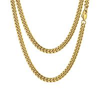 PROSTEEL Collana Uomo a Catena Cubana Grande Robusta, Larghezza 6 mm, Lunghezza 70 cm, Acciaio Inossidabile Placcato Oro 18K, Hip Hop Punk Rap, Oro, Regalo Perfetto (con Confezione)