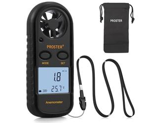 Proster Anemometro Digitale LCD Misuratore Velocità Vento Tester Velocità Flusso Aria Termometro con Retroilluminazione per RC Drone Elicottero Windsurf Aquilone Gara Vela Pesca ecc