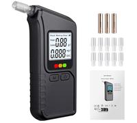 Proster Etilometro Portatile con Display LCD Digitale Sensori Doppi per Misurazione Alta Precisione di Alcol nel Respiro Test Rapido unità%BAC,g/l,MG/l Include 10 Bocchini Riutilizzabili e Batterie